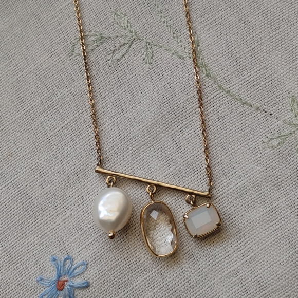 Anthropologie Stone and Pearl Charm Necklace - Picture 7 of 9